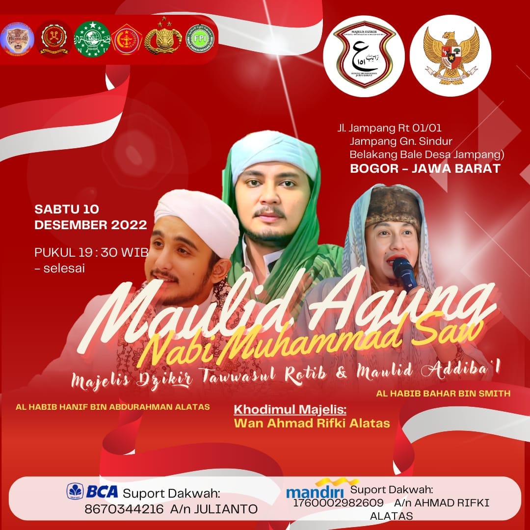 Undangan acara Maulid Nabi Muhammad SAW Majlis Dzikir Tawassul & Maulid Addiba’iMaulid Nabi Muhammad SAW